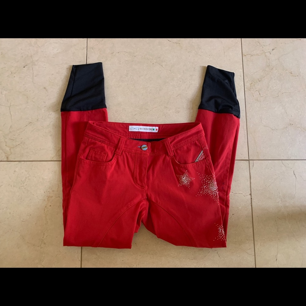 Red bedazzled Animo breeches